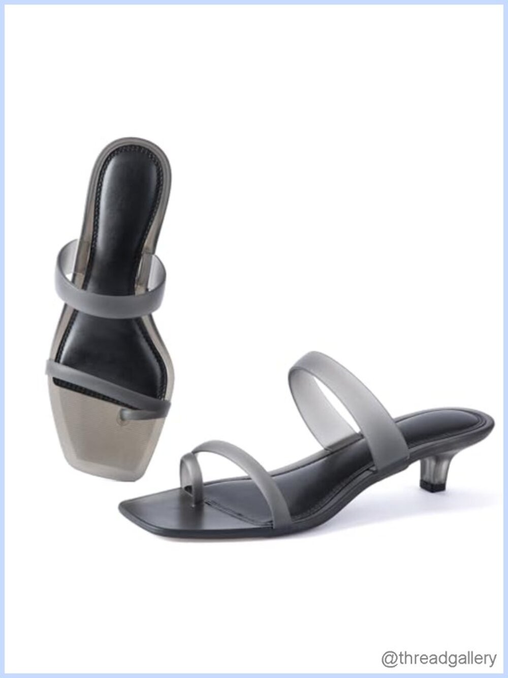 Waterproof Kitten Heel Sandals Clear Jelly Square Toe Slide Pool Beach